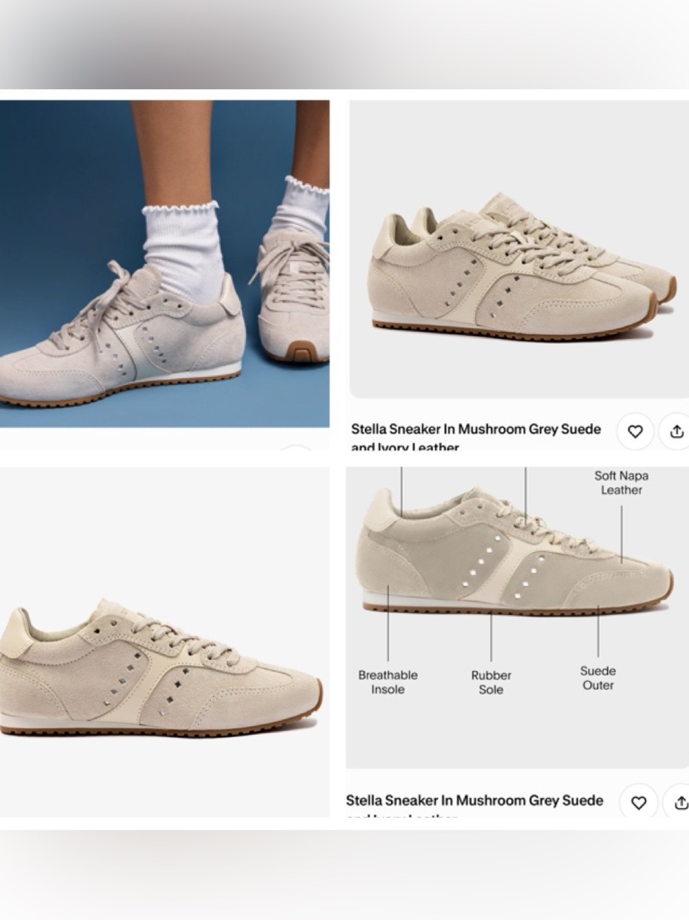 Larroude Beige Suede Women's Sneakers